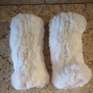 White Faux Fur Arm Warmers